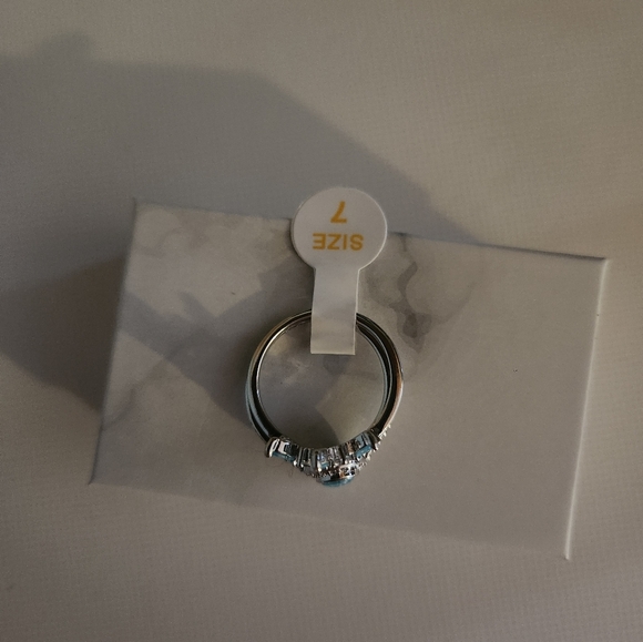 Bomb Party ring size 7 Girl Boss Unicorn RBP2191 Nwt 2 Seperate Bands Aquamarine - Picture 5 of 8